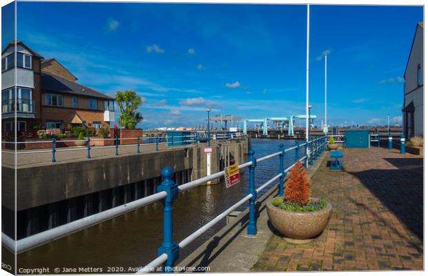 Penarth Marina into Cardiff Bay Canvas Print by Jane Metters