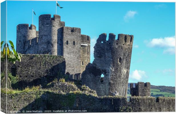 The Leaning Tower of Caerphilly  Canvas Print by Jane Metters