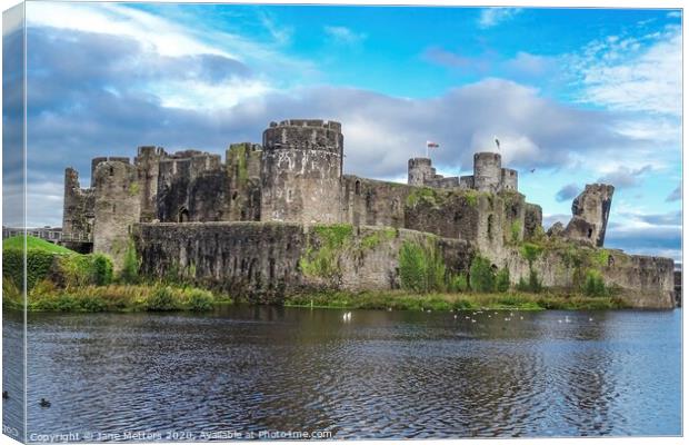 Castle in Caerphilly Canvas Print by Jane Metters