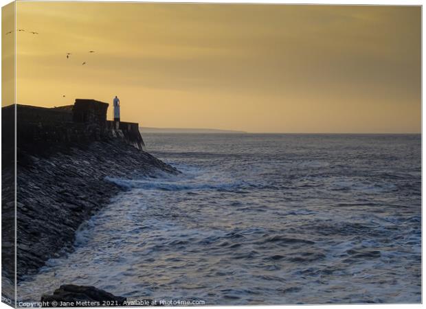 Porthcawl Lighthouse Canvas Print by Jane Metters