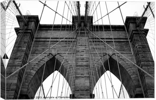 Brooklyn Bridge, New York Canvas Print by Megan Winder