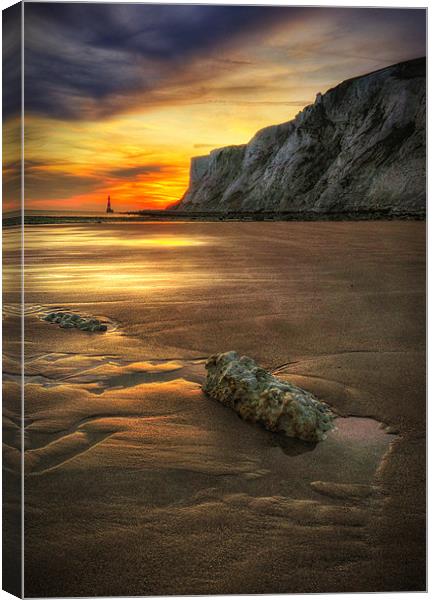 Sunset at the Lighthouse Canvas Print by Michael Baldwin