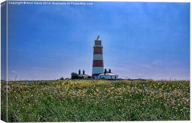 Happisburgh Lighthouse Canvas Print by Avril Harris