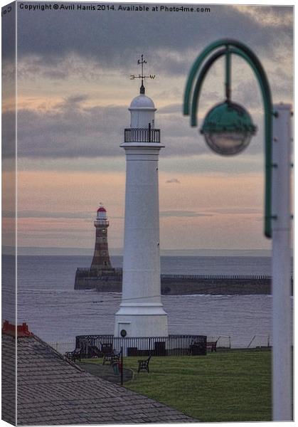 Seaburn and Roker Lighthouse. Canvas Print by Avril Harris