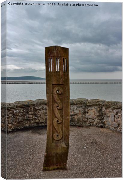 Wooden Marker Weston-super-Mare Canvas Print by Avril Harris