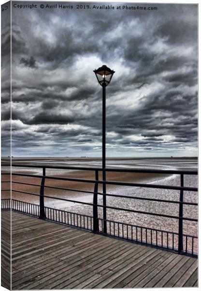Cleethorpes Pier Lamp Canvas Print by Avril Harris