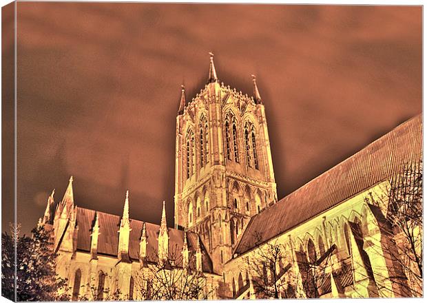Lincoln Cathedral by night Canvas Print by Claire Hartley