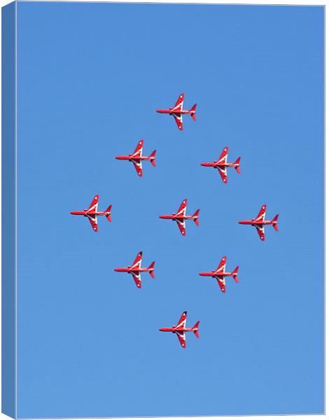 Red Arrows Diamond 9 Canvas Print by Claire Hartley