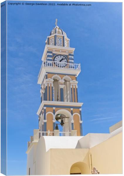 The Timeless Beauty of Santorinis Tower Canvas Print by George Davidson