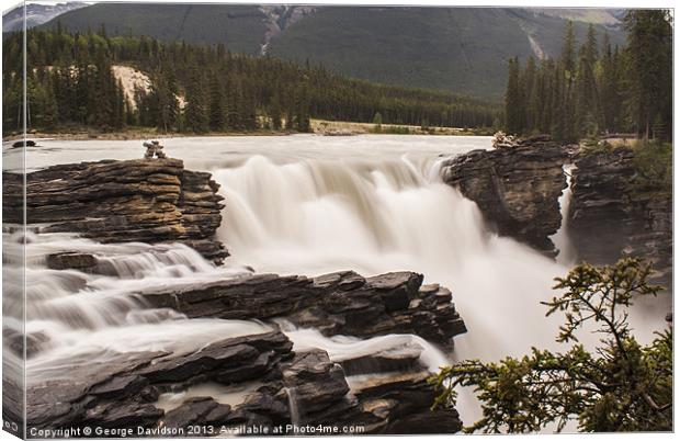 Athabasca Falls 01 Canvas Print by George Davidson
