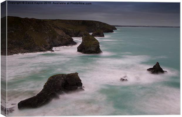  Bedruthan Steps in Winter Canvas Print by David Haylor
