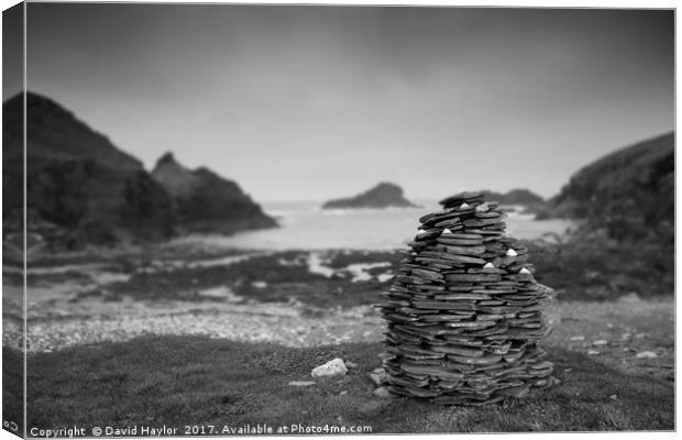 Cairn on the Shore Canvas Print by David Haylor