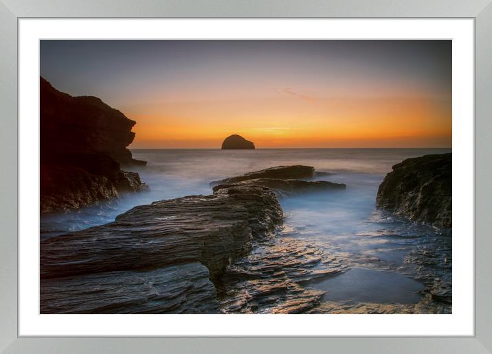 Buy Framed Mounted Prints of End of the day at Trebarwith strand north Cornwall by Eddie John