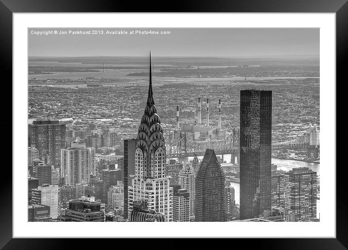 New York City Skyline in Black and White Framed Mounted Print by Jonathan Pankhurst