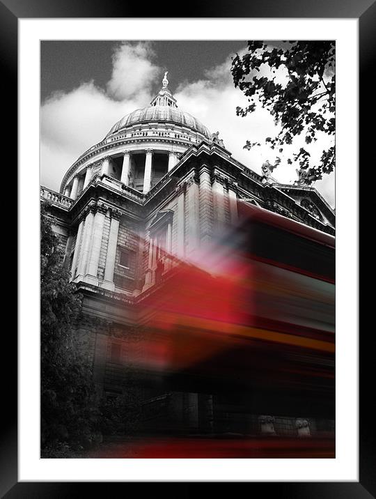 St Pauls Cathedral and a London Bus Framed Mounted Print by Jonathan Pankhurst
