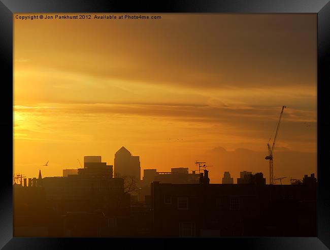 Golden Sunrise at Canary Wharf Framed Print by Jonathan Pankhurst