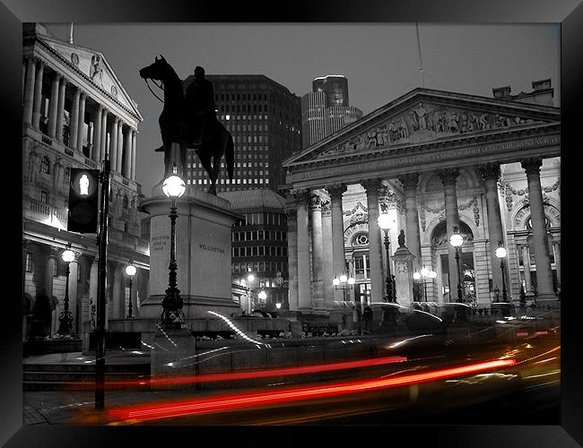 Bank of England with light trails Framed Print by Jonathan Pankhurst