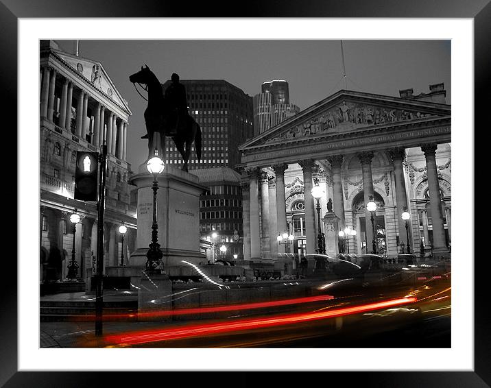 Bank of England with light trails Framed Mounted Print by Jonathan Pankhurst