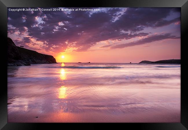 Trayarnon Bay Sunset Framed Print by Jonathan OConnell