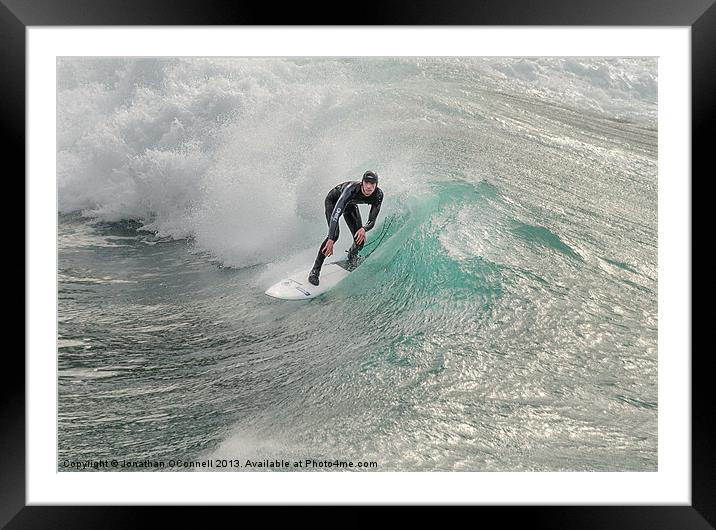 Porthtowan Surf #1 Mar2013 Framed Mounted Print by Jonathan OConnell