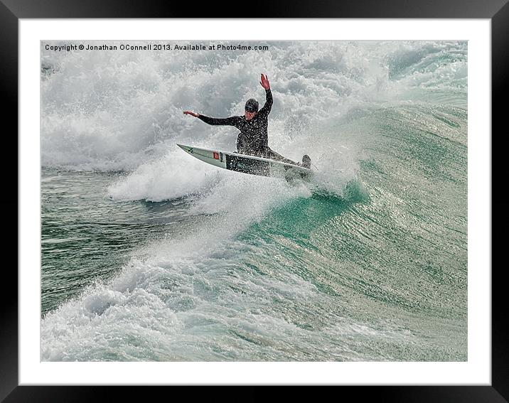 Porthtowan Surf #2 Mar2013 Framed Mounted Print by Jonathan OConnell