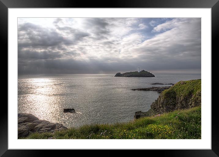Sunlight at Godrevy Lighthouse Framed Mounted Print by Jonathan OConnell