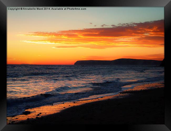 Sunset on Shore. Framed Print by Annabelle Ward