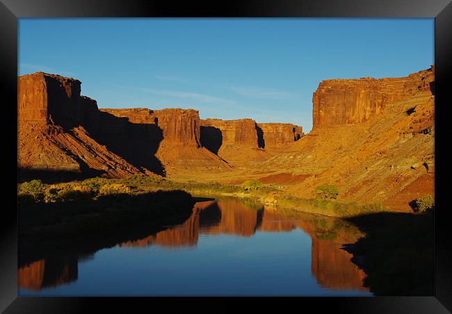 Colorado River at sunset near Mineral Bottom, Utah Framed Print by Claudio Del Luongo