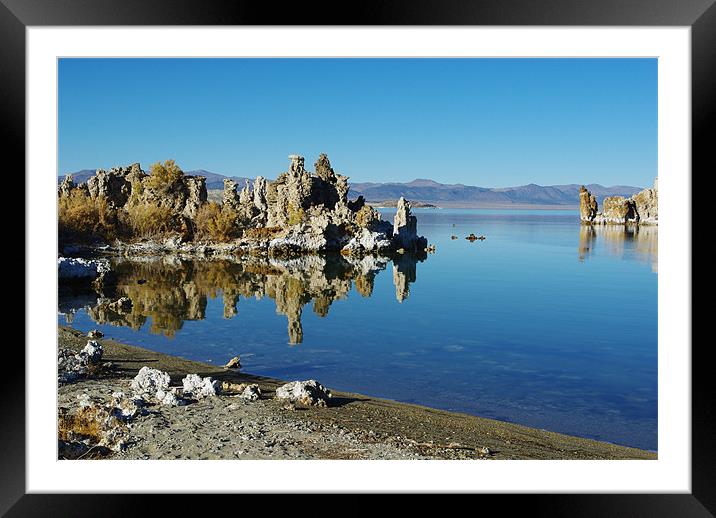 Mono Lake shore and tufa formations, California Framed Mounted Print by Claudio Del Luongo