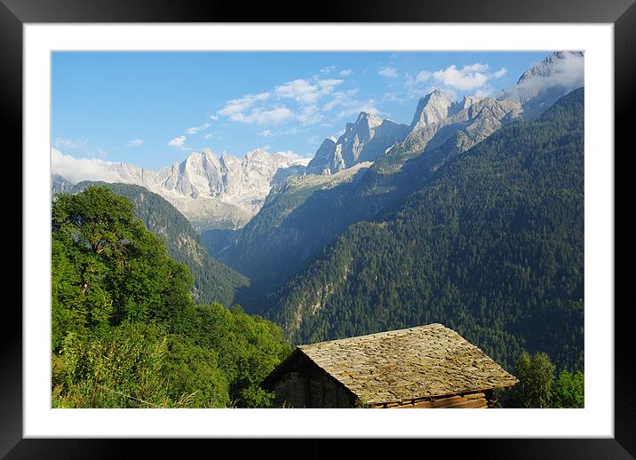 High Alps near Soglio, Switzerland Framed Mounted Print by Claudio Del Luongo