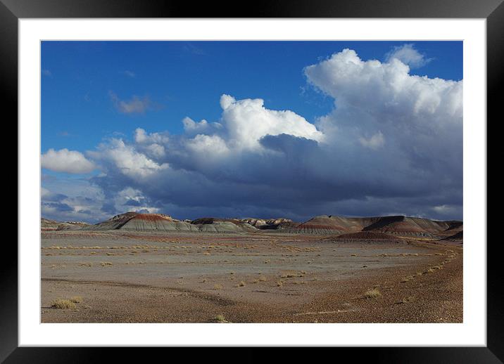 Clouds and blue sky on Petrified Forest Framed Mounted Print by Claudio Del Luongo