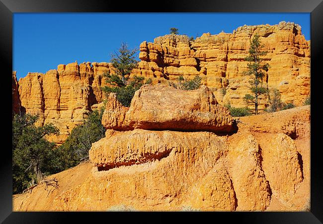 “Smiling” red rock near Losee Canyon, Utah Framed Print by Claudio Del Luongo