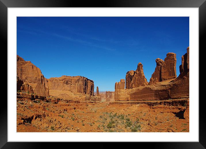 Valley and rock formations, Arches National Park,  Framed Mounted Print by Claudio Del Luongo