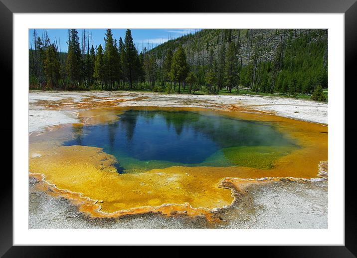 Multicoloured hot pool, Yellowstone Framed Mounted Print by Claudio Del Luongo