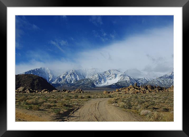 Jeep road towards Sierra Nevada Framed Mounted Print by Claudio Del Luongo