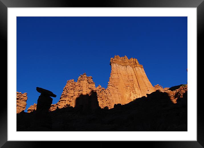 Shadow and light, Fisher Towers, Utah Framed Mounted Print by Claudio Del Luongo