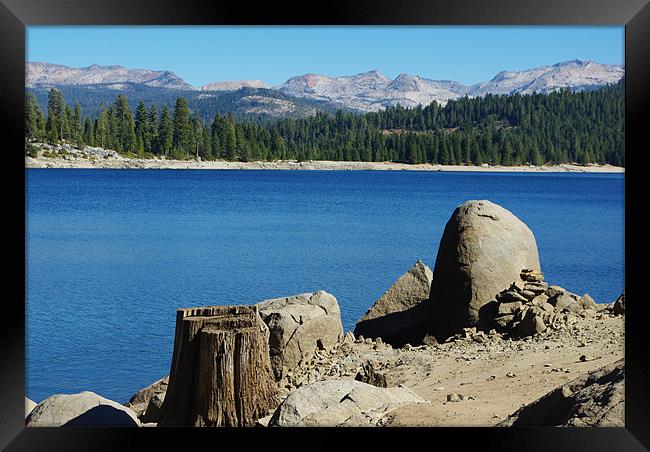 Lakeshore, Ice House Reservoir, California Framed Print by Claudio Del Luongo