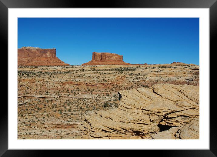 Monitor and Merrimac Buttes, Utah Framed Mounted Print by Claudio Del Luongo