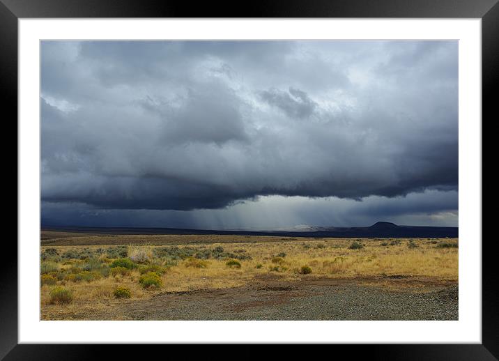 Approaching storm, Nevada desert Framed Mounted Print by Claudio Del Luongo
