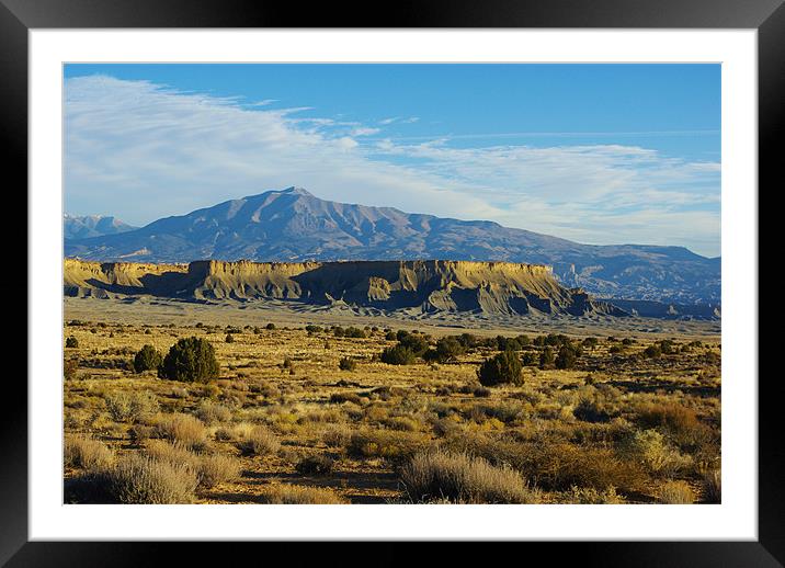 Waterpocket Fold with Henry Mountains, Utah Framed Mounted Print by Claudio Del Luongo