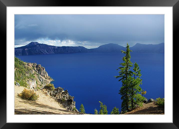 Crater Lake impression, Oregon Framed Mounted Print by Claudio Del Luongo