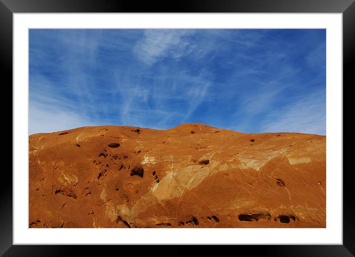 Crossed stripes on red rock and blue sky, Utah Framed Mounted Print by Claudio Del Luongo
