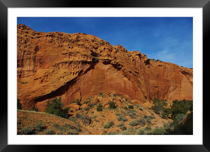 Beautiful red rock wall, Utah Framed Mounted Print by Claudio Del Luongo