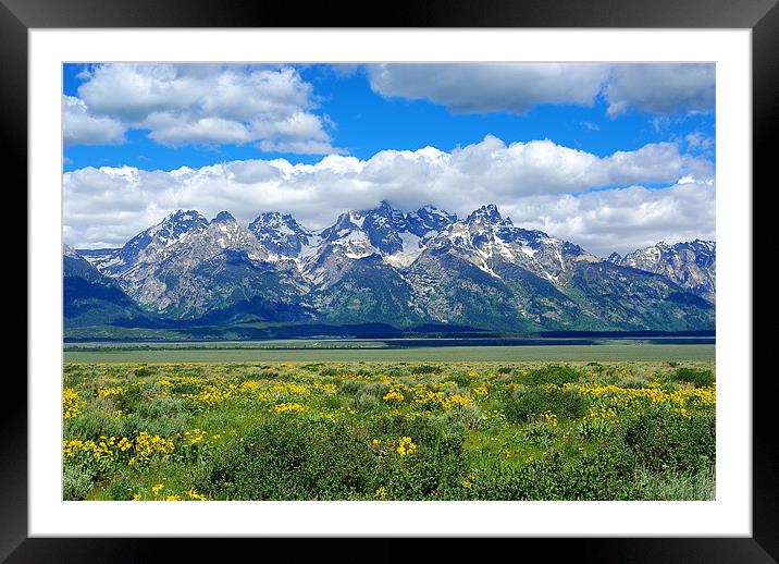 Mighty Grand Tetons, Wyoming Framed Mounted Print by Claudio Del Luongo