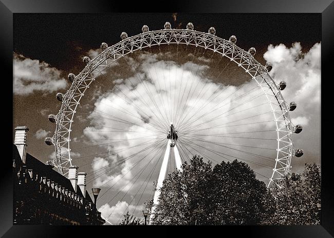 London Eye and cloud Framed Print by Sophie Martin-Castex