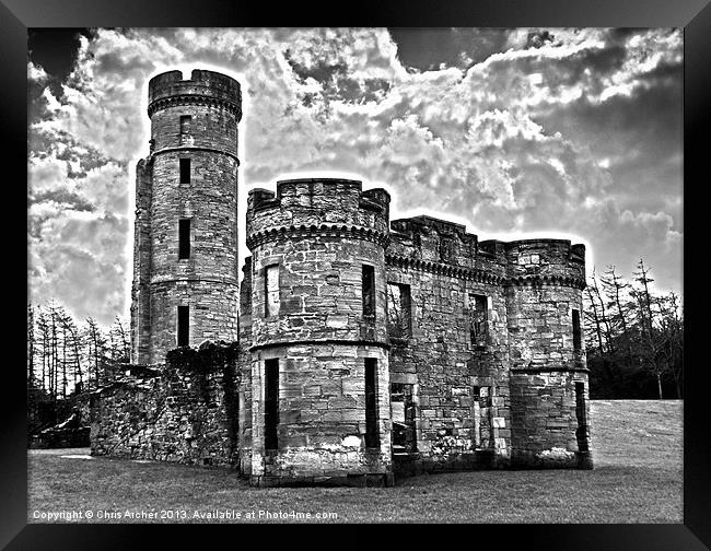 Eglinton Castle Dramatic Monochrome Framed Print by Chris Archer