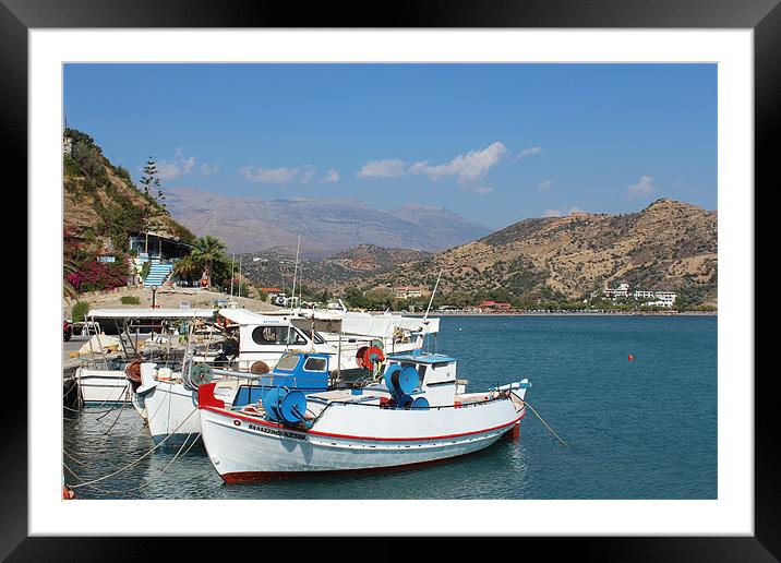 Agia Galini Harbour Framed Mounted Print by Paula Guy