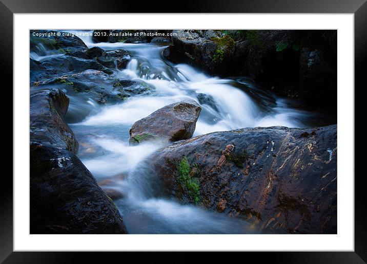 Glenshee Wet rocks Framed Mounted Print by craig beattie