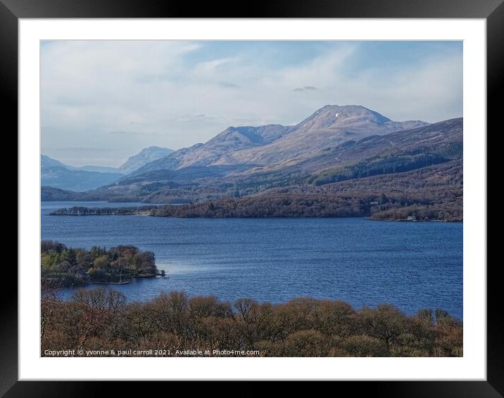 Ben Lomond and Loch Lomond from Inchcailloch summit Framed Mounted Print by yvonne & paul carroll