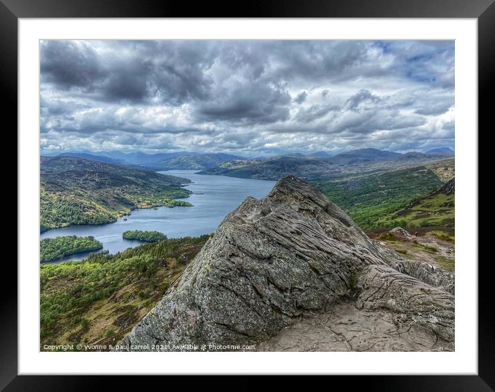 Loch Katrine from the summit of Ben A'an Framed Mounted Print by yvonne & paul carroll